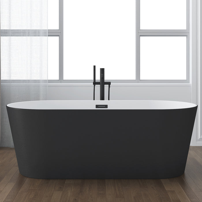 Patrick 67" Acrylic Tub with Integrated Drain and Overflow In Matte Black