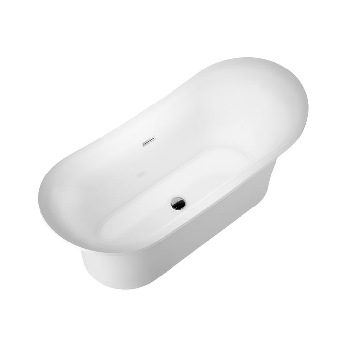 Nydia 72" Acrylic Double Slipper Tub with Integrated Drain and Overflow