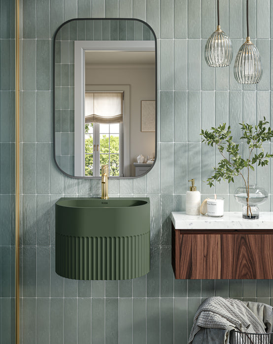 Kournos 16" Wall Mount Basin with Drain