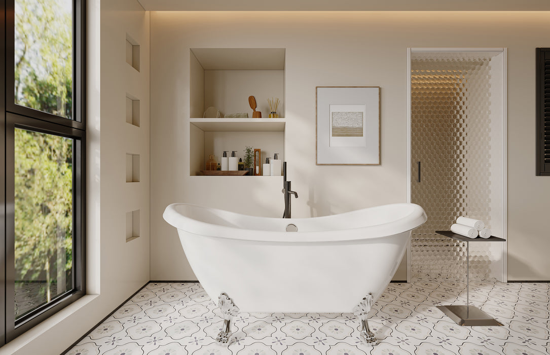 Merrick 69" Acrylic Double Slipper Tub