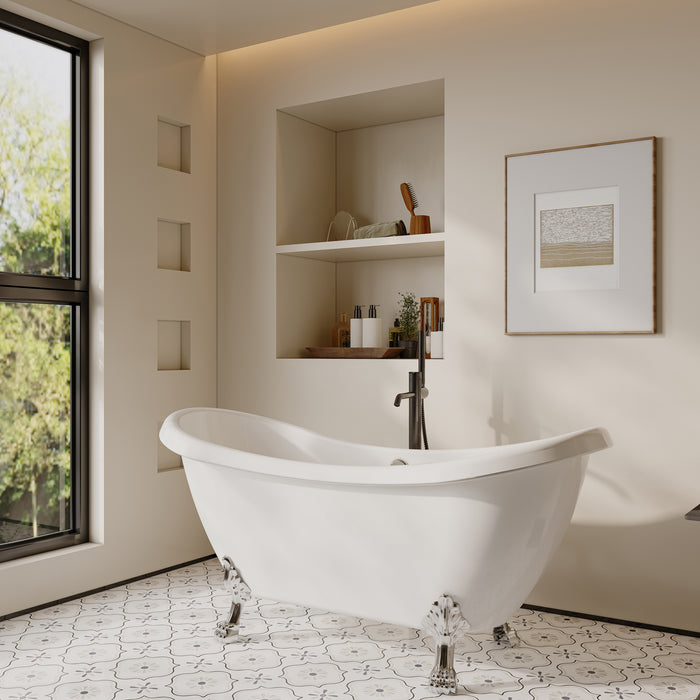 Merrick 69" Acrylic Double Slipper Tub