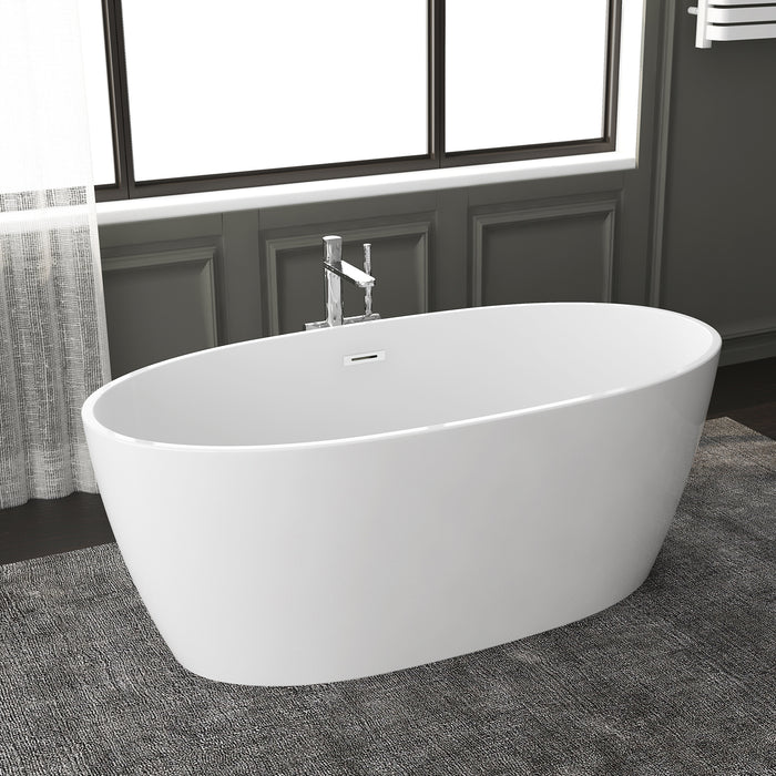 Grey 58" Acrylic Tub with Integral Drain and Overflow