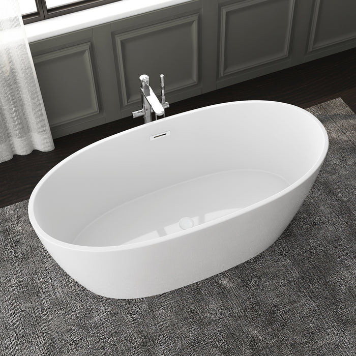 Grey 58" Acrylic Tub with Integral Drain and Overflow