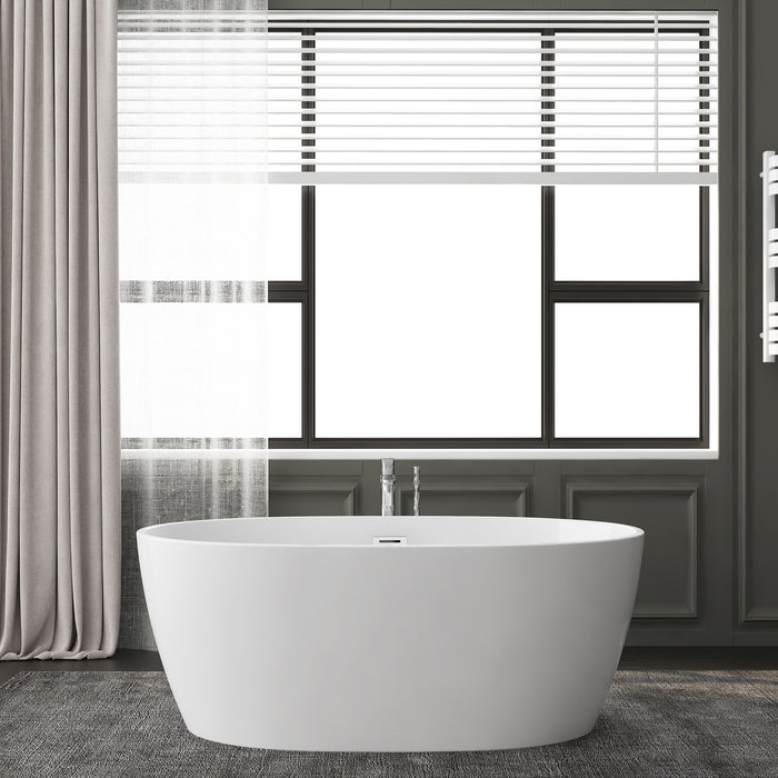 Grey 66" Acrylic Tub with Integral Drain and Overflow