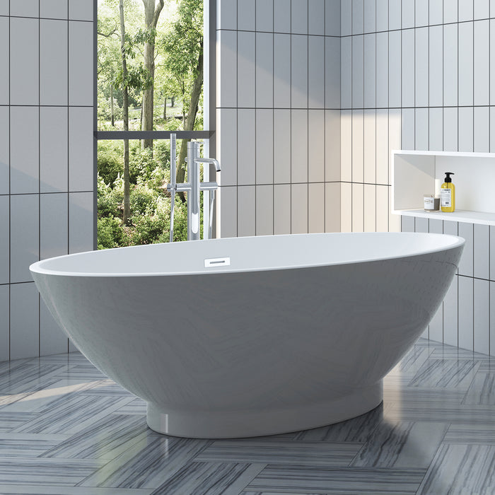 Noelani 66" Acrylic Freestanding Tub with Integral Drain in Light Grey