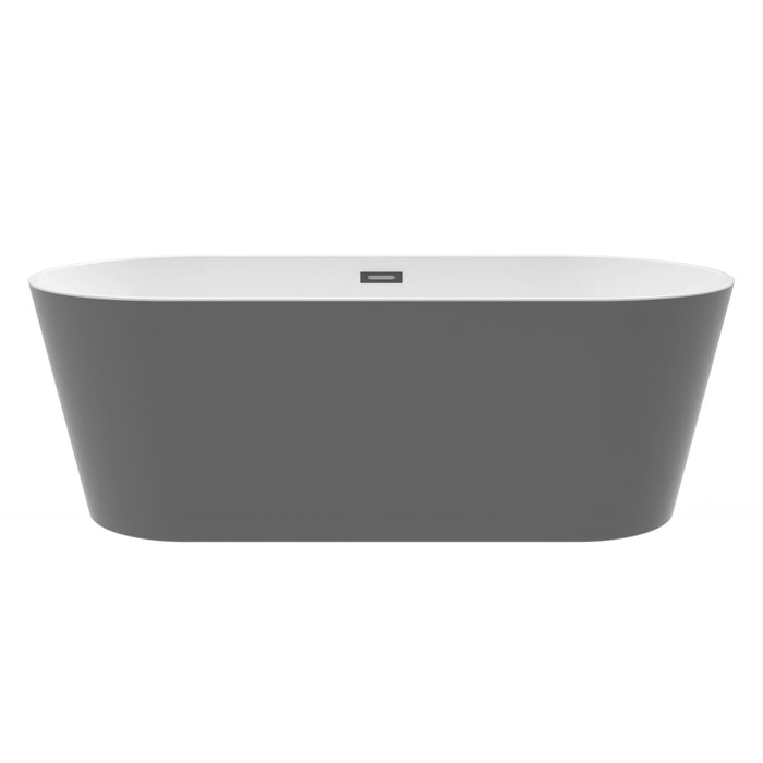 Patrick 67" Acrylic Tub with Integrated Drain and Overflow in Light Grey