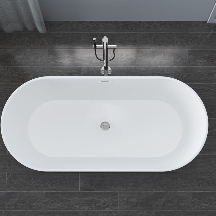 Patrick 67" Acrylic Tub with Integrated Drain and Overflow in Light Grey