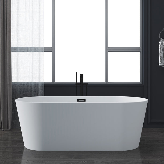 Patrick 67" Acrylic Tub with Integrated Drain and Overflow In Matte White