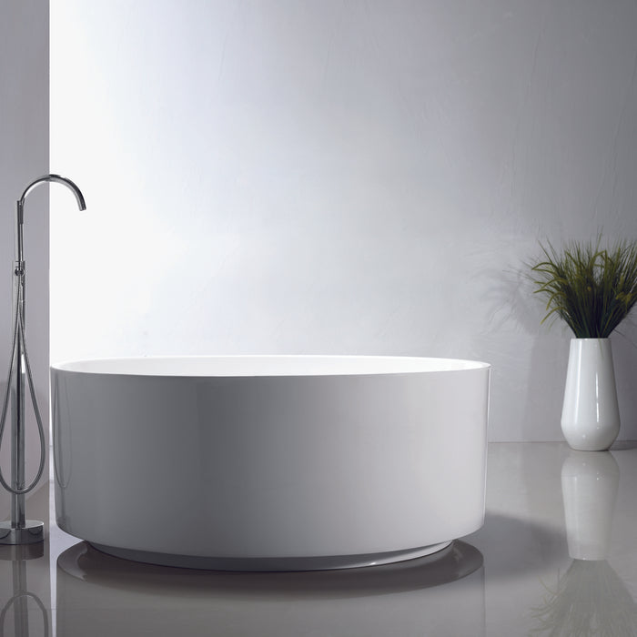 Xandra 55" Acrylic Freestanding Round Tub With Internal Drain