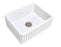 Barley 24" Single Bowl Fireclay Sink in White, Fluted Apron Front