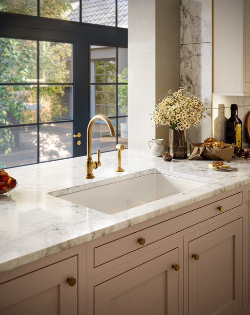 Langho 33" Double Bowl Fireclay Sink in White, Undermount