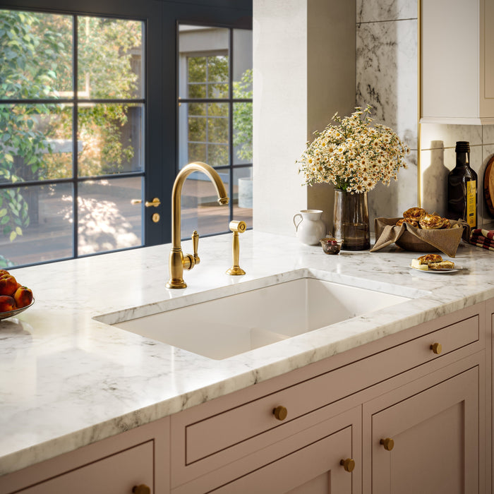 Langho 33" Double Bowl Fireclay Sink in White, Undermount
