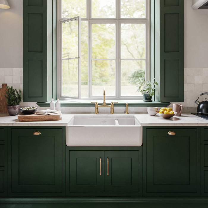 Lostock 31" Fireclay Sink in White, Apron Front