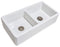 Ribbleton 36" Double Bowl Fireclay Sink in White, Square Apron Front