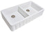 Trawden 39" Double Bowl Fireclay Sink in White, Fluted Apron Front
