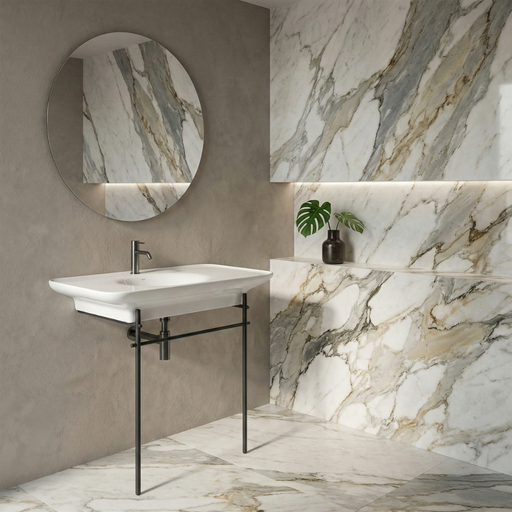 Valet 36" Console With Brass Stand, Matte Black