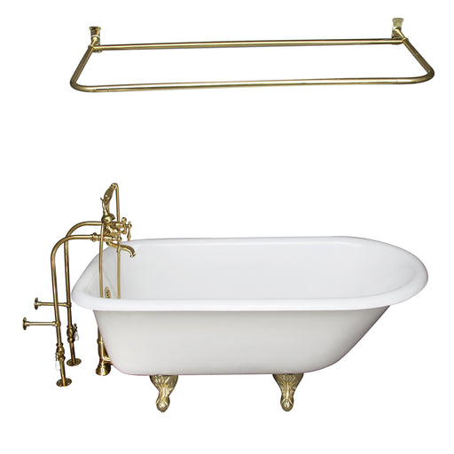Brocton 65″ Cast Iron Roll Top Tub Kit – Polished Brass Accessories