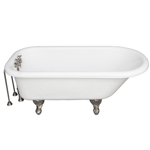 Atlin 67″ Acrylic Roll Top Tub Kit in White – Brushed Nickel Accessories