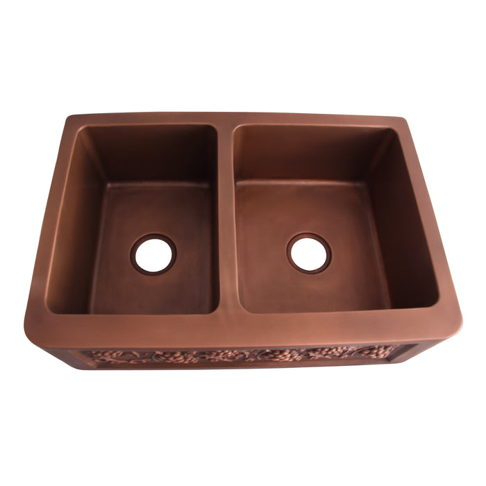 Concord Double Bowl Copper Farmer Sink – 33″