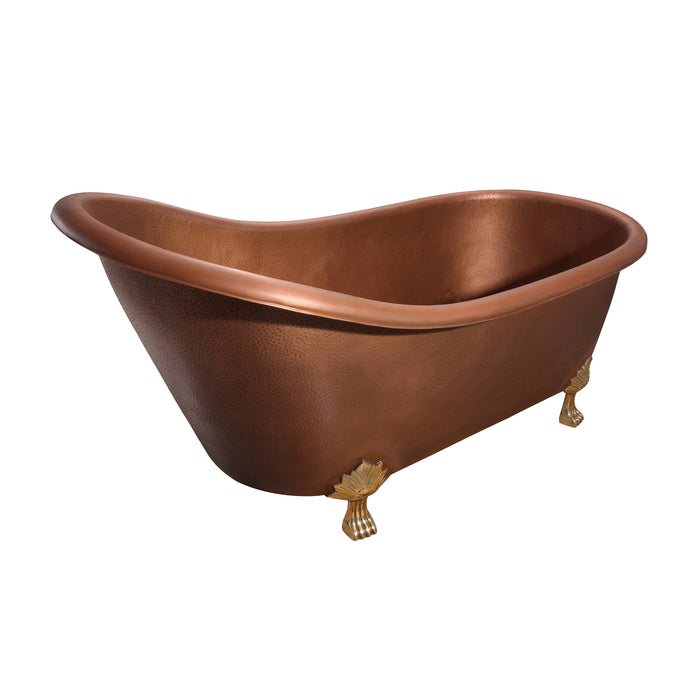Lawson 66" Copper Slipper Tub with Brass Feet
