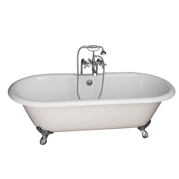 Duet 67" Cast Iron Double Roll Top Tub Kit-Polished Chrome Accessories