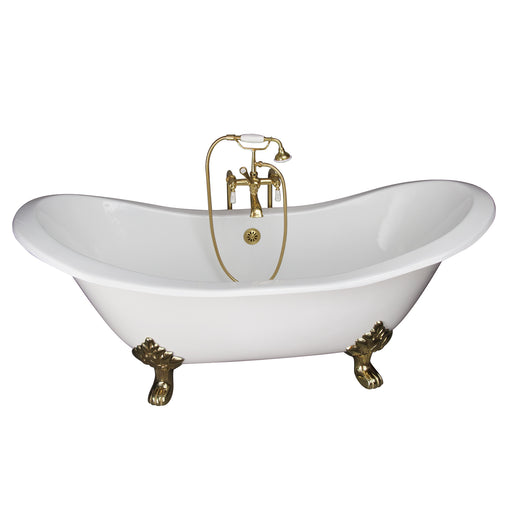 Marshall 72″ Cast Iron Double Slipper Tub Kit – Polished Brass Accessories