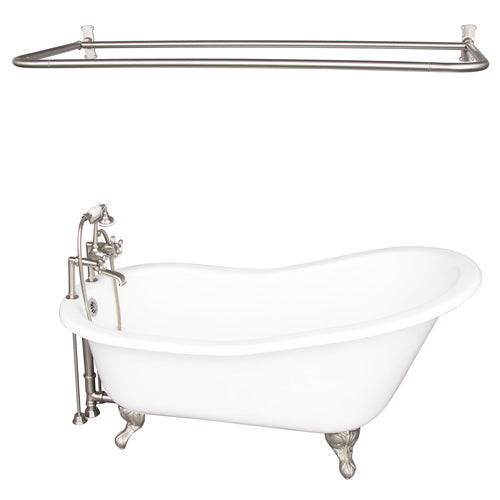 Griffin 61″ Cast Iron Slipper Tub Kit – Brushed Nickel Accessories