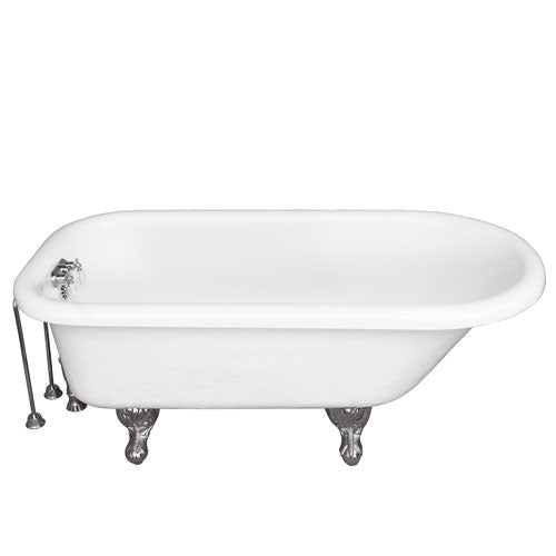 Andover 60″ Acrylic Roll Top Tub Kit in White – Polished Chrome Accessories