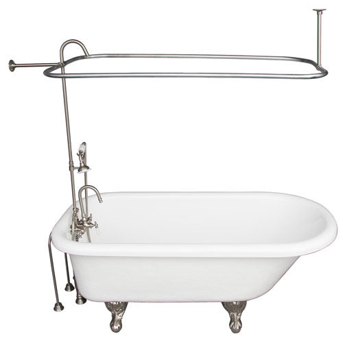 Andover 60″ Acrylic Roll Top Tub Kit in White – Brushed Nickel Accessories