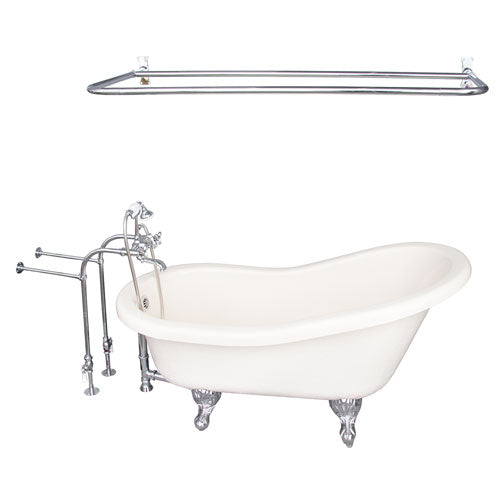 Estelle 60″ Acrylic Slipper Tub Kit in Bisque – Polished Chrome Accessories