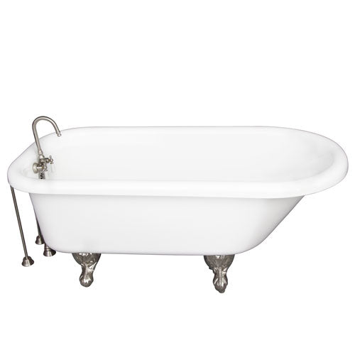 Asia 67″ Acrylic Roll Top Tub Kit in White – Brushed Nickel Accessories