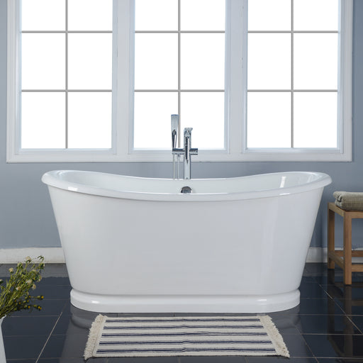 Laurent 72" Cast Iron Bateau Tub with White Metal Steel Skirt       PRICE UPON REQUEST