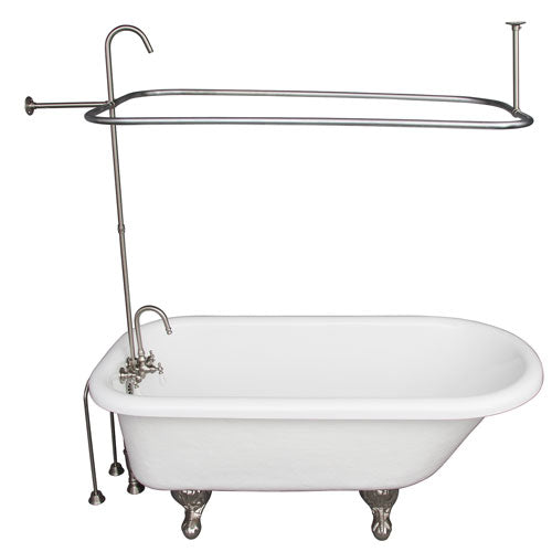 Andover 60″ Acrylic Roll Top Tub Kit in White – Brushed Nickel Accessories