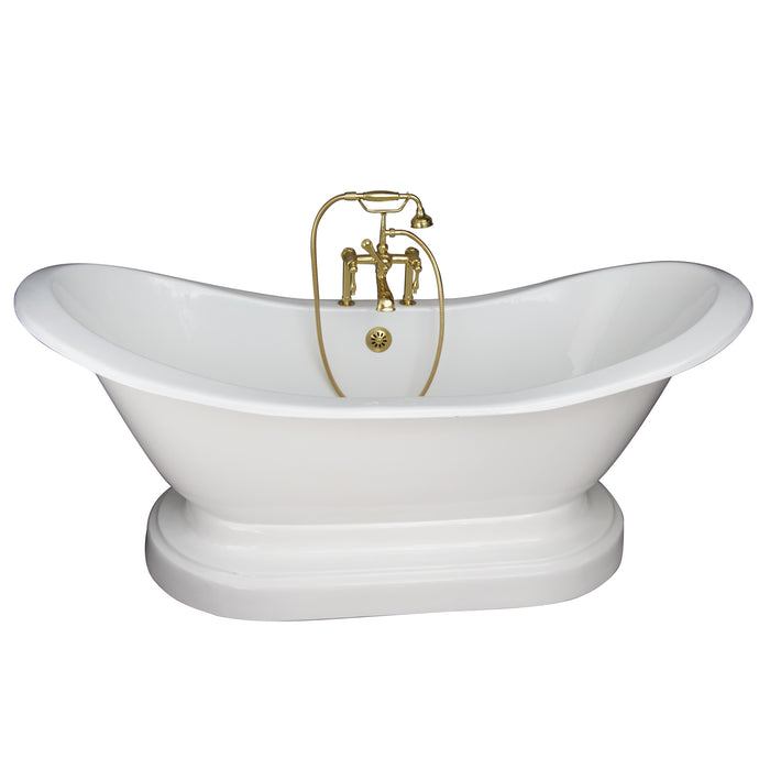 Marshall 72″ Cast Iron Double Slipper Tub Kit – Polished Brass Accessories
