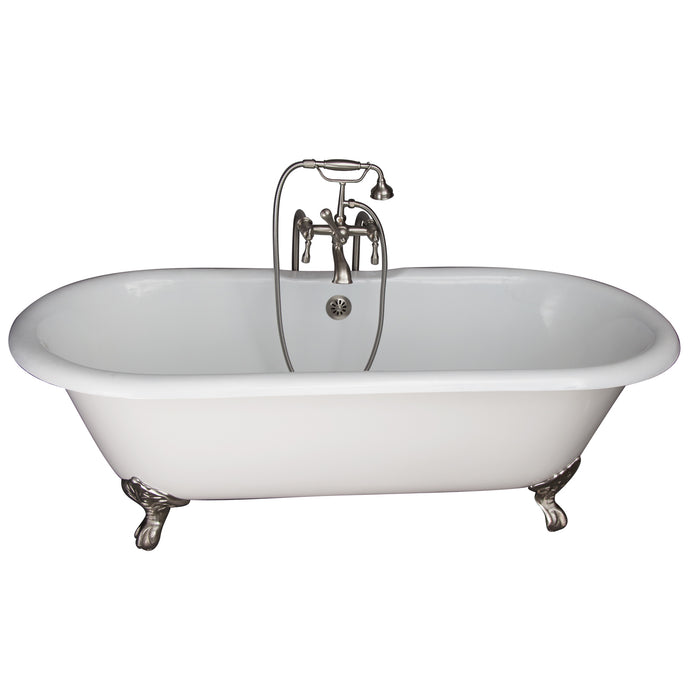 Columbus 61" Cast Iron Double Roll Top Tub Kit-Brushed Nickel Accessories