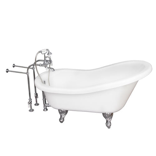 Fillmore 60″ Acrylic Slipper Tub Kit in White – Polished Chrome Accessories