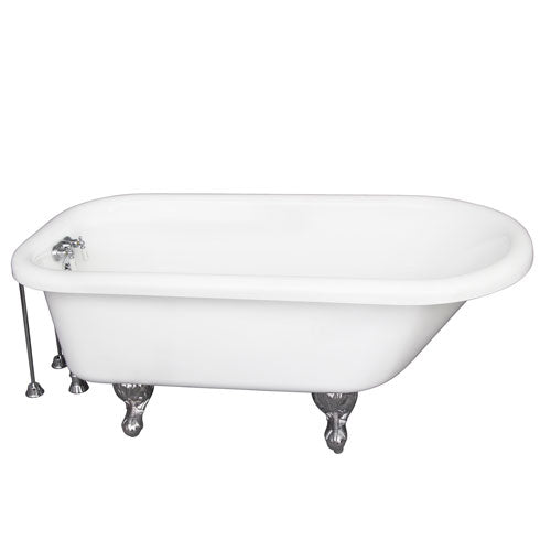 Anthea 60″ Acrylic Roll Top Tub Kit in White – Polished Chrome Accessories