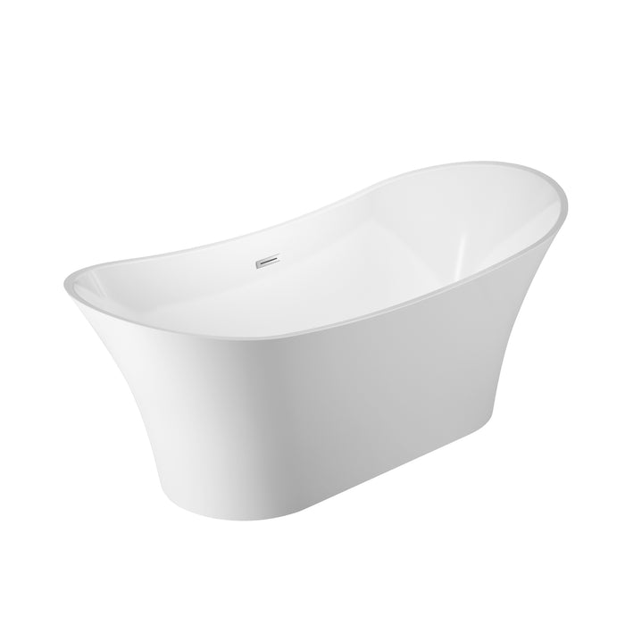 Noreen 69" Acrylic Double Slipper Tub with Integrated Drain and Overflow