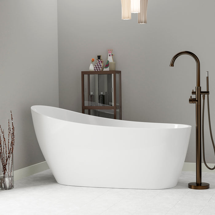 Lorenzo 60" Acrylic Slipper Tub with Integral Drain and Overflow