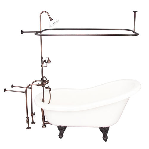 Estelle 60″ Acrylic Slipper Tub Kit in Bisque – Oil Rubbed Bronze Accessories