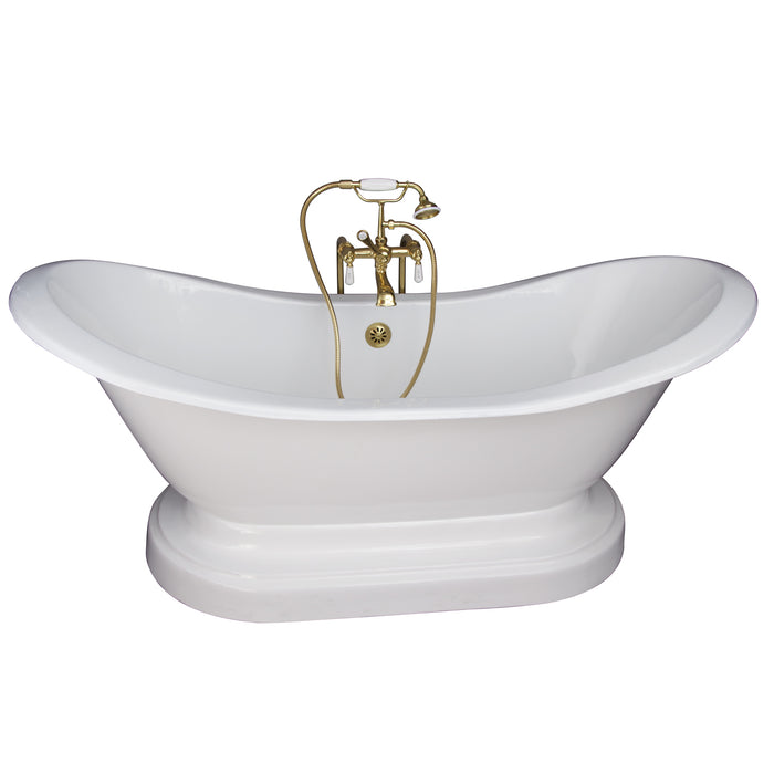 Marshall 72″ Cast Iron Double Slipper Tub Kit – Polished Brass Accessories