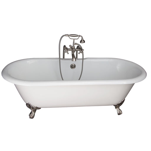 Duet 67" Cast Iron Double Roll Top Tub Kit-Brushed Nickel Accessories