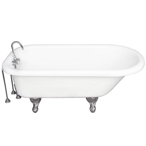 Atlin 67″ Acrylic Roll Top Tub Kit in White – Polished Chrome Accessories