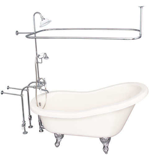 Fillmore 60″ Acrylic Slipper Tub Kit in Bisque – Polished Chrome Accessories