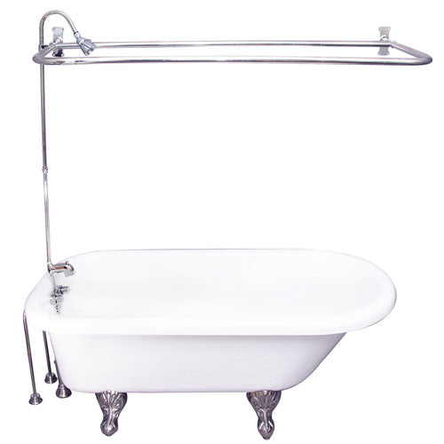 Andover 60″ Acrylic Roll Top Tub Kit in White – Polished Chrome Accessories