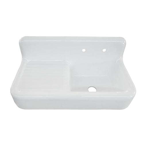 Alma 42" Cast Iron Wall-Hung Kitchen Sink with Drainboard