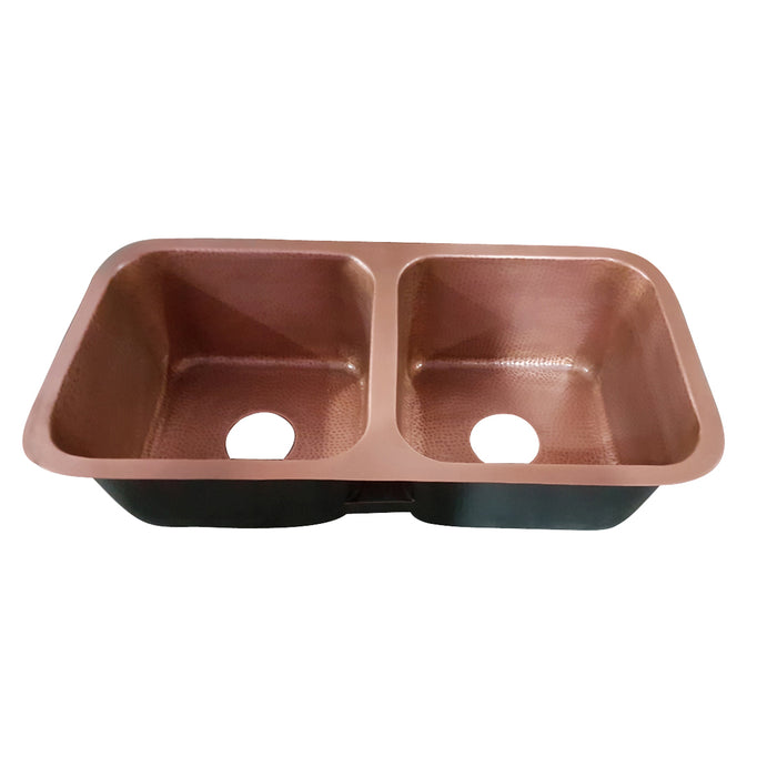 Severn 35" Double Bowl Copper Undermount Kitchen Sink