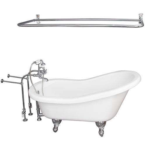 Fillmore 60″ Acrylic Slipper Tub Kit in White – Polished Chrome Accessories