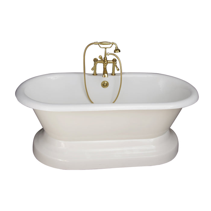 Duet 67" Cast Iron Double Roll Top Tub Kit-Polished Brass Accessories