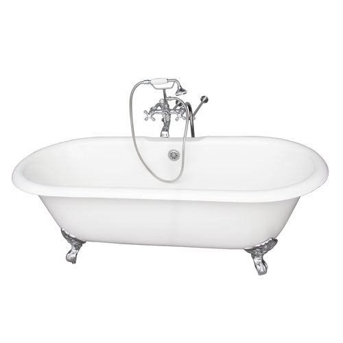 Columbus 61″ Cast Iron Double Roll Top Tub Kit – Polished Chrome Accessories